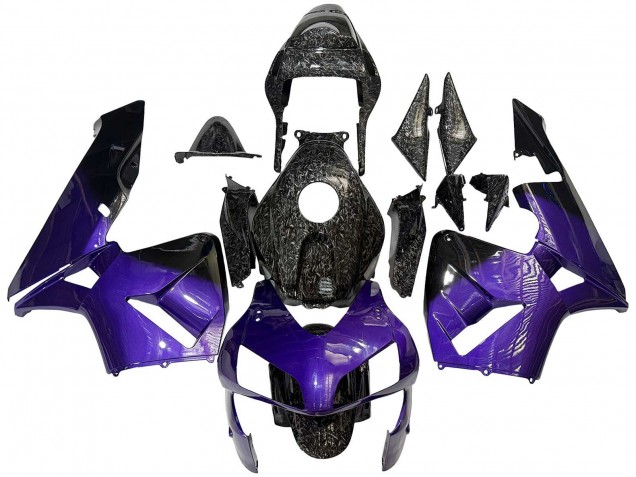 Mejores Carenados Moto Honda CBR600RR 2003-2004 - Púrpura Negro Falsificado FibraCarbono