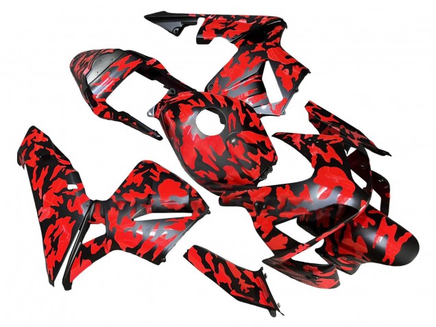 Mejores Carenados Moto Honda CBR600RR 2003-2004 - Negro Rojo Gris Camouflage