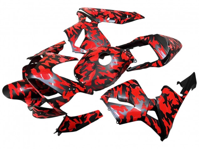 Mejores Carenados Moto Honda CBR600RR 2003-2004 - Negro Rojo Gris Camouflage