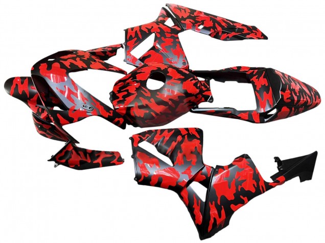 Mejores Carenados Moto Honda CBR600RR 2003-2004 - Negro Rojo Gris Camouflage