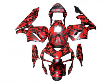 Mejores Carenados Moto Honda CBR600RR 2003-2004 - Negro Rojo Gris Camouflage