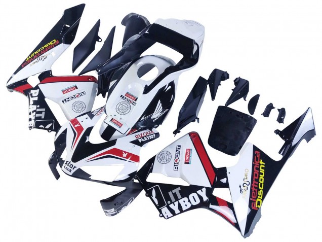 Mejores Carenados Moto Honda CBR600RR 2003-2004 - Blanco Rojo Negro Brillante DENSO Rimont