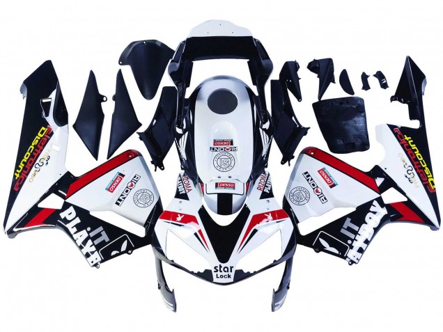 Mejores Carenados Moto Honda CBR600RR 2003-2004 - Blanco Rojo Negro Brillante DENSO Rimont