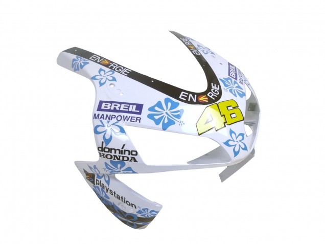 Mejores Carenados Moto Honda CBR600RR 2003-2004 - Blanco Azul Rojo Nastro Azzurro 46