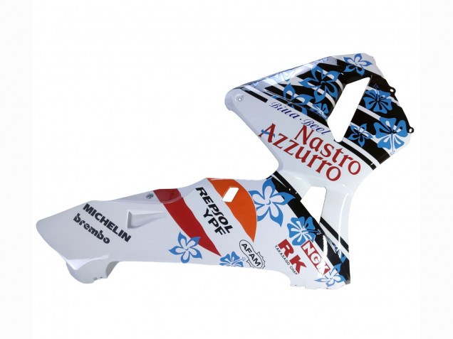 Mejores Carenados Moto Honda CBR600RR 2003-2004 - Blanco Azul Rojo Nastro Azzurro 46
