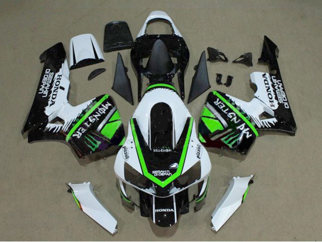 Mejores Carenados Moto Honda CBR600RR 2003-2004 - Blanco Verde Negro Brillante Monstruo