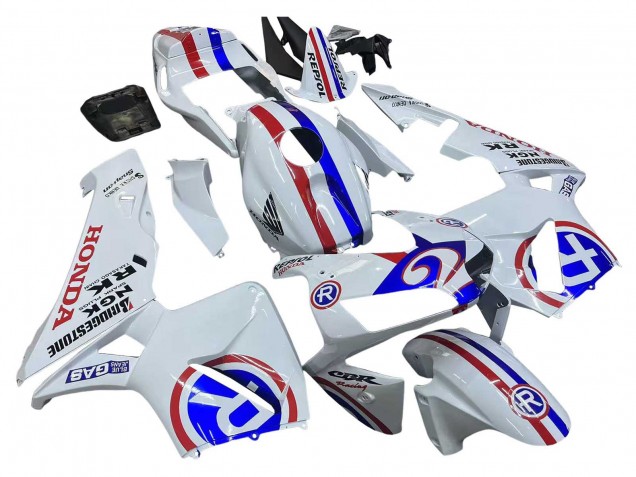 Mejores Carenados Moto Honda CBR600RR 2003-2004 - Blanco Rojo Azul