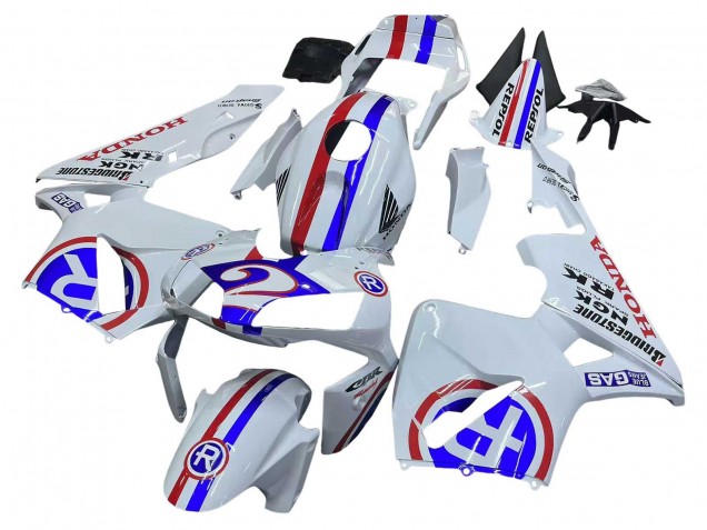 Mejores Carenados Moto Honda CBR600RR 2003-2004 - Blanco Rojo Azul