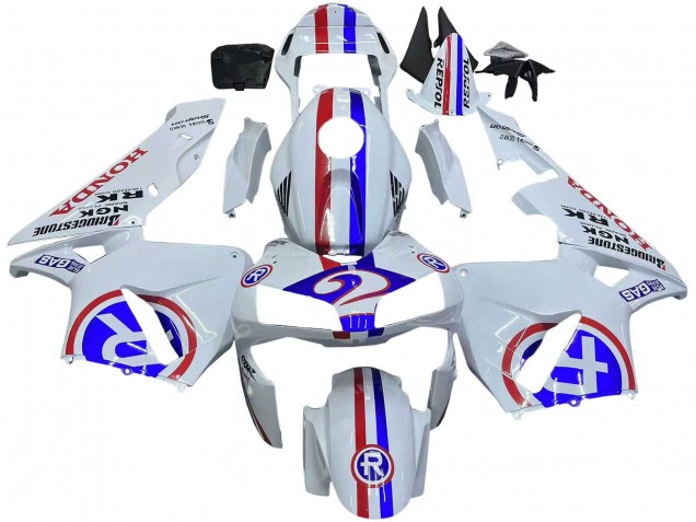 Mejores Carenados Moto Honda CBR600RR 2003-2004 - Blanco Rojo Azul