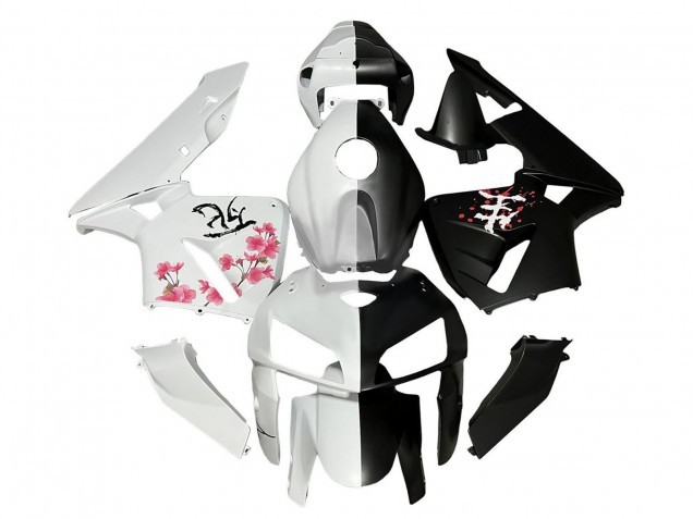 Mejores Carenados Moto Honda CBR600RR 2005-2006 - Negro Blanco Cherry Blossom