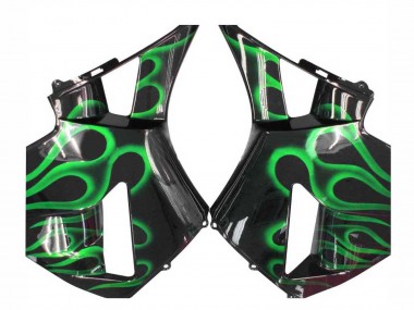 Mejores Carenados Moto Honda CBR600RR 2005-2006 - Negro Brillante Verde Llama