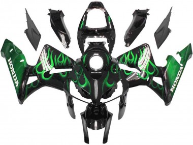 Mejores Carenados Moto Honda CBR600RR 2005-2006 - Negro Brillante Verde Llama