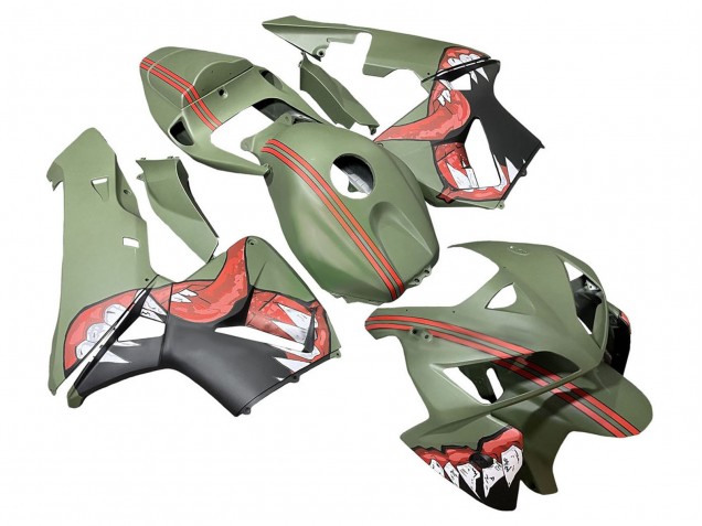 Mejores Carenados Moto Honda CBR600RR 2005-2006 - Verde Rojo Tiburón