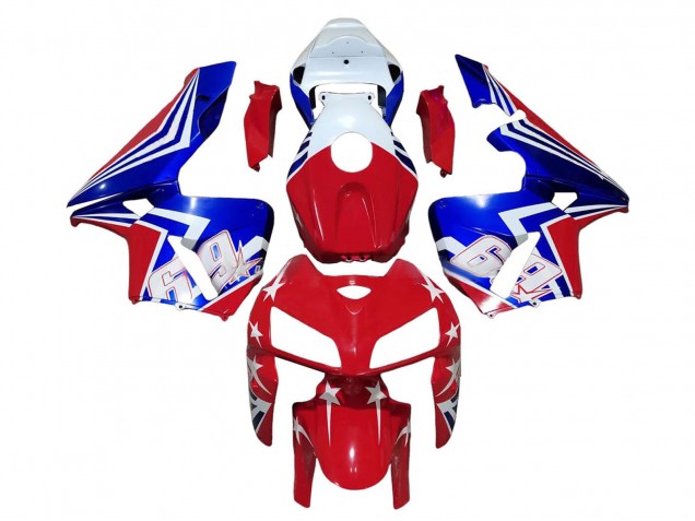Mejores Carenados Moto Honda CBR600RR 2005-2006 - Rojo Blanco Azul 69