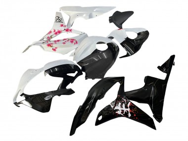 Mejores Carenados Moto Honda CBR600RR 2007-2008 - Blanco Cherry Blossom Negro Brillante Dividir