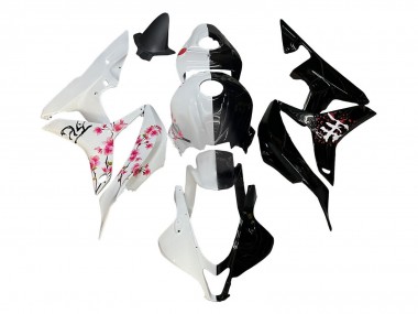 Mejores Carenados Moto Honda CBR600RR 2007-2008 - Blanco Cherry Blossom Negro Brillante Dividir