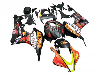Mejores Carenados Moto Honda CBR600RR 2007-2008 - Negro Mate Naranja Rojo Rossi Repsol 46