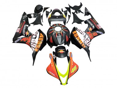Mejores Carenados Moto Honda CBR600RR 2007-2008 - Negro Mate Naranja Rojo Rossi Repsol 46