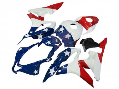 Mejores Carenados Moto Honda CBR600RR 2007-2008 - Blanco Azul Rojo Estrella