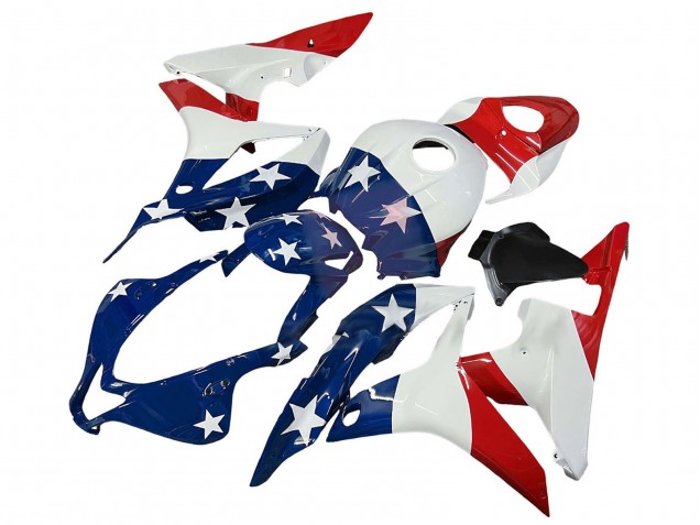 Mejores Carenados Moto Honda CBR600RR 2007-2008 - Blanco Azul Rojo Estrella