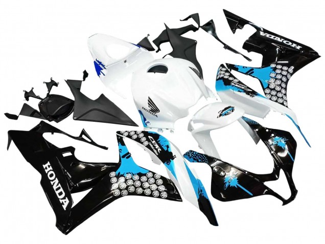 Mejores Carenados Moto Honda CBR600RR 2007-2008 - Blanco Azul Claro Negro Brillante