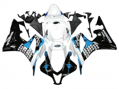 Mejores Carenados Moto Honda CBR600RR 2007-2008 - Blanco Azul Claro Negro Brillante
