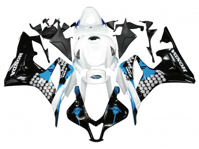 Mejores Carenados Moto Honda CBR600RR 2007-2008 - Blanco Azul Claro Negro Brillante