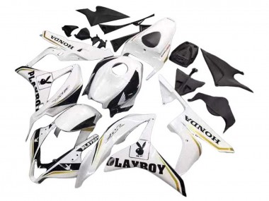Mejores Carenado Moto Honda CBR600RR 2007-2008 - Blanco Oro Negro Brillante Playboy