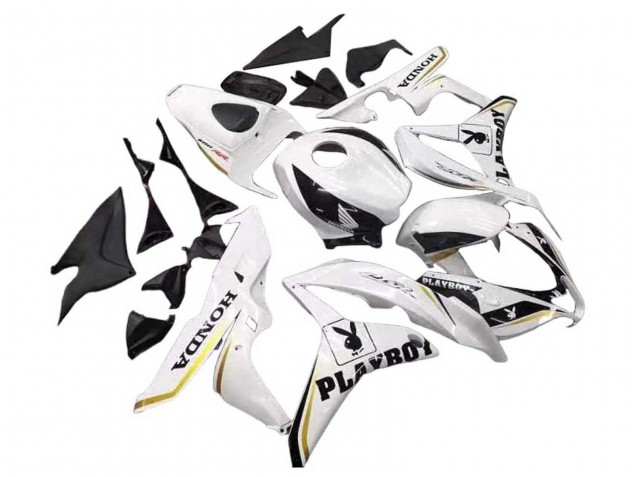 Mejores Carenado Moto Honda CBR600RR 2007-2008 - Blanco Oro Negro Brillante Playboy