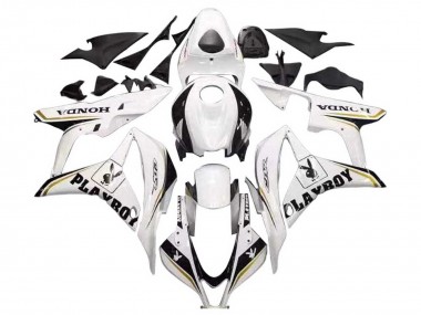 Mejores Carenado Moto Honda CBR600RR 2007-2008 - Blanco Oro Negro Brillante Playboy