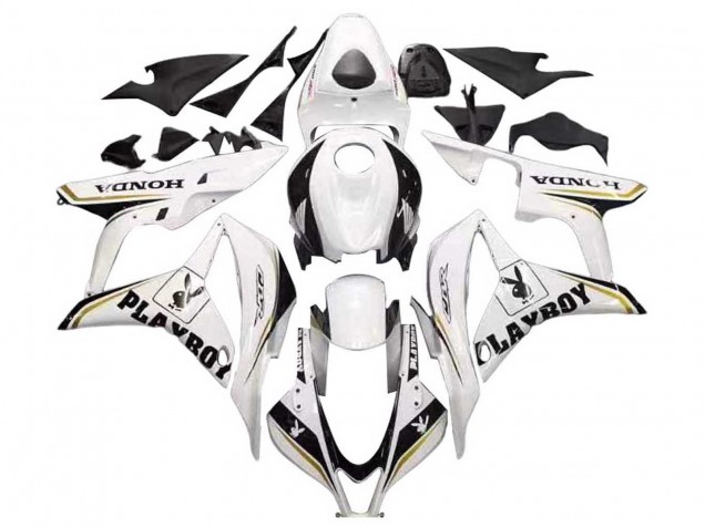 Mejores Carenado Moto Honda CBR600RR 2007-2008 - Blanco Oro Negro Brillante Playboy