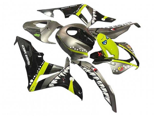 Mejores Carenados Moto Honda CBR600RR 2007-2008 - Gris Fluorescent Amarillo Tiburón