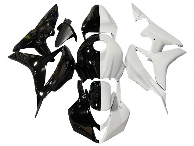 Mejores Carenados Moto Honda CBR600RR 2007-2008 - Blanco Negro Brillante Dividir