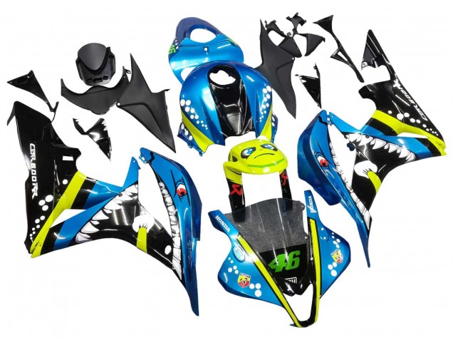 Mejores Carenados Moto Honda CBR600RR 2007-2008 - Verde Amarillo Negro Brillante Tiburón 46