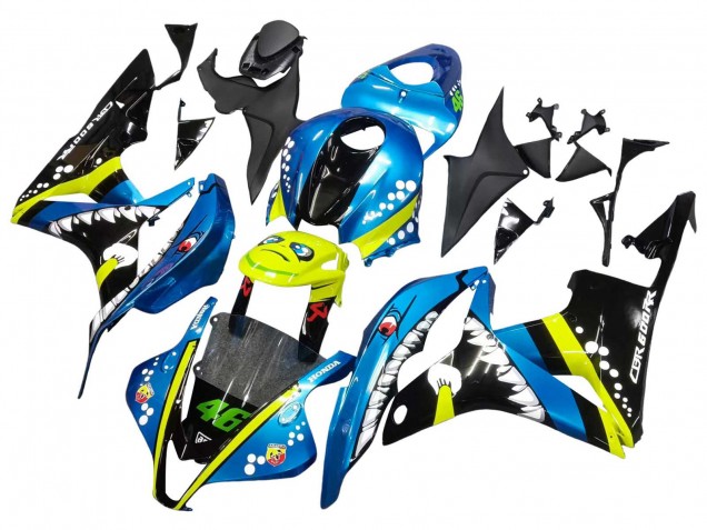 Mejores Carenados Moto Honda CBR600RR 2007-2008 - Verde Amarillo Negro Brillante Tiburón 46
