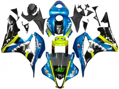 Mejores Carenados Moto Honda CBR600RR 2007-2008 - Verde Amarillo Negro Brillante Tiburón 46