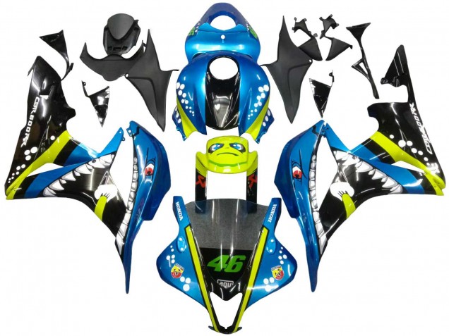Mejores Carenados Moto Honda CBR600RR 2007-2008 - Verde Amarillo Negro Brillante Tiburón 46