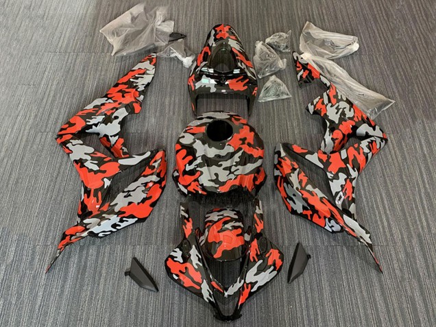 Mejores Carenados Moto Honda CBR600RR 2007-2008 - Rojo Gris Camouflage