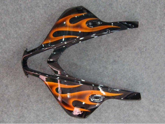 Mejores Carenados Moto Honda CBR600RR 2007-2008 - Negro Brillante Naranja Llama