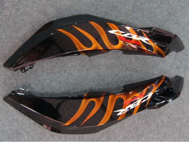 Mejores Carenados Moto Honda CBR600RR 2007-2008 - Negro Brillante Naranja Llama