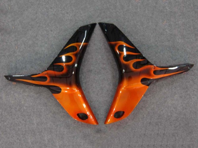 Mejores Carenados Moto Honda CBR600RR 2007-2008 - Negro Brillante Naranja Llama
