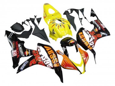 Mejores Carenados Moto Honda CBR600RR 2007-2008 - Amarillo Naranja Negro Brillante Rossi Repsol