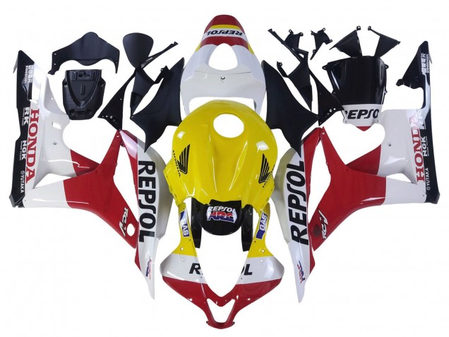 Mejores Carenados Moto Honda CBR600RR 2007-2008 - Blanco Amarillo Rojo Repsol HRC