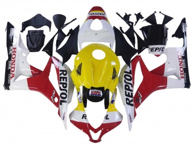 Mejores Carenados Moto Honda CBR600RR 2007-2008 - Blanco Amarillo Rojo Repsol HRC