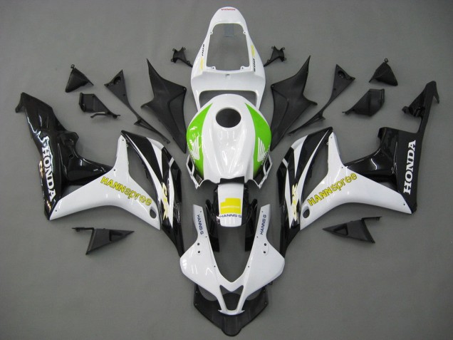 Mejores Carenados Moto Honda CBR600RR 2007-2008 - Blanco Verde Amarillo Negro Brillante Hannspree