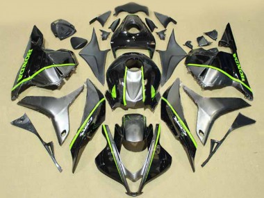 Mejores Carenados Moto Honda CBR600RR 2009-2012 - Plata Negro Brillante Fluorescent Verde Línea