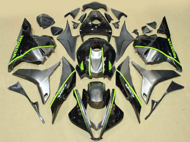 Mejores Carenados Moto Honda CBR600RR 2009-2012 - Plata Negro Brillante Fluorescent Verde Línea