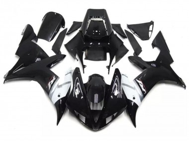 Mejores Carenados Moto Yamaha YZF R1 2002-2003 - Negro Brillante Blanco Plata