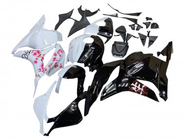 Mejores Carenados Moto Honda CBR600RR 2009-2012 - Blanco Cherry Blossom Negro Brillante