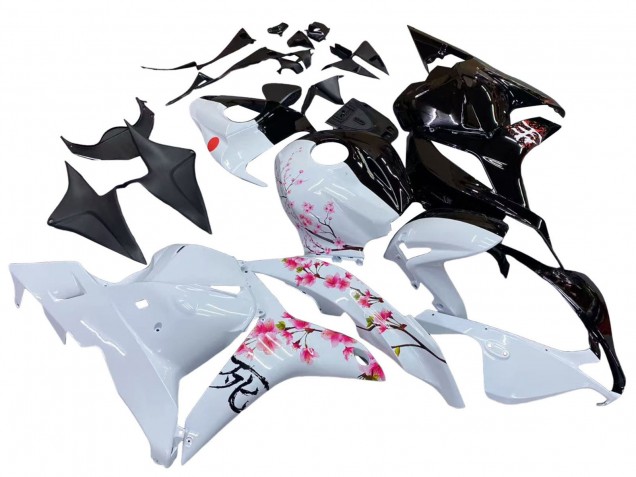 Mejores Carenados Moto Honda CBR600RR 2009-2012 - Blanco Cherry Blossom Negro Brillante